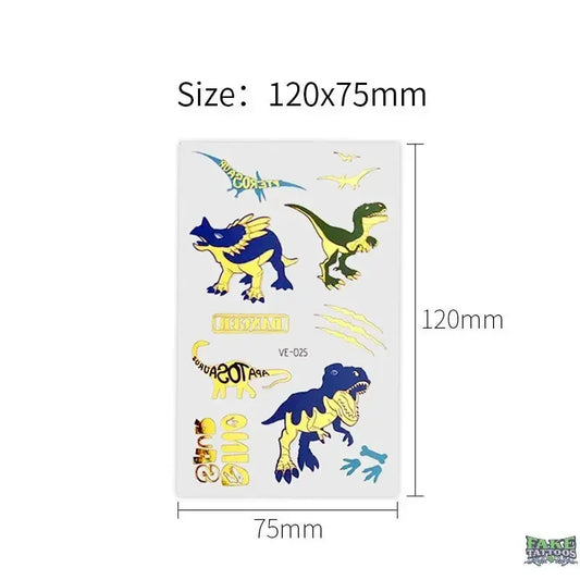 Dinosaur animals cartoon temporary tattoos