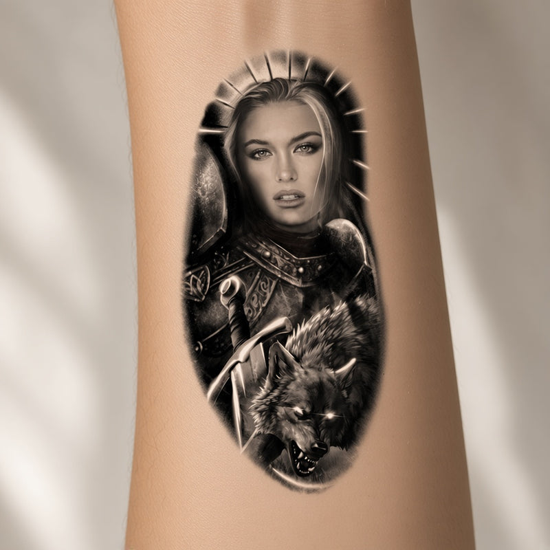 Storm Grove Black temporary tattoo worn on the inner forearm