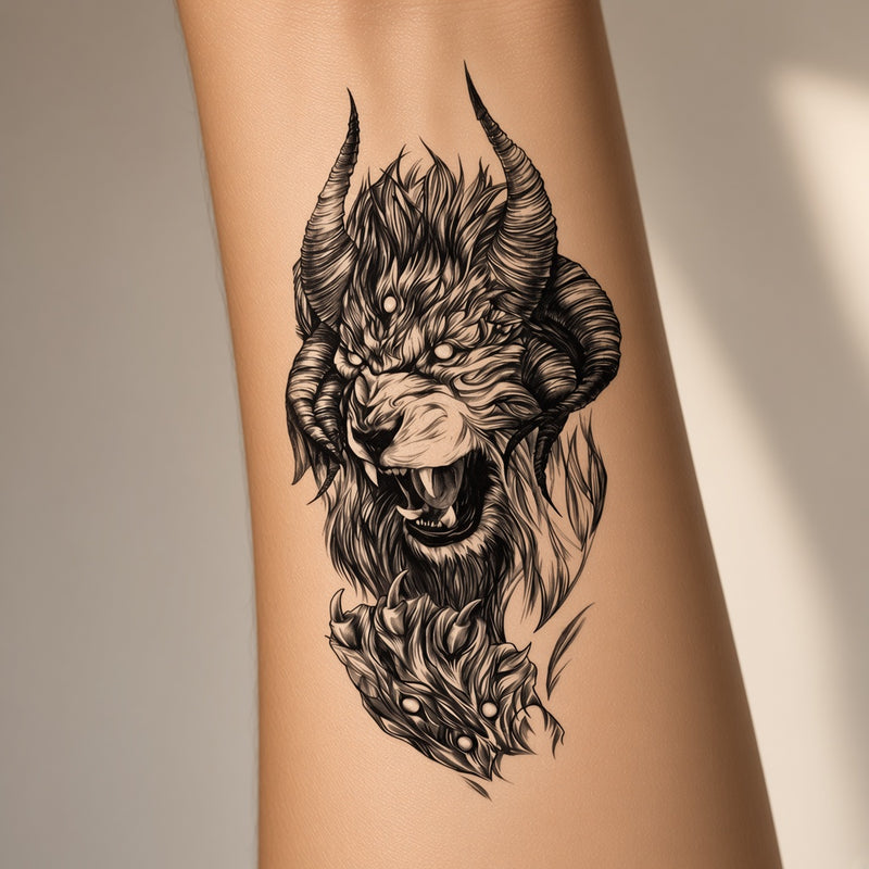 Obsidian Haven Halloween & Scary temporary tattoo worn on the inner forearm