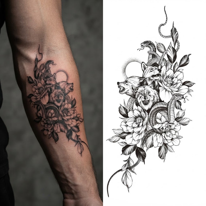 Night Noir Snake & Wolf & Flower