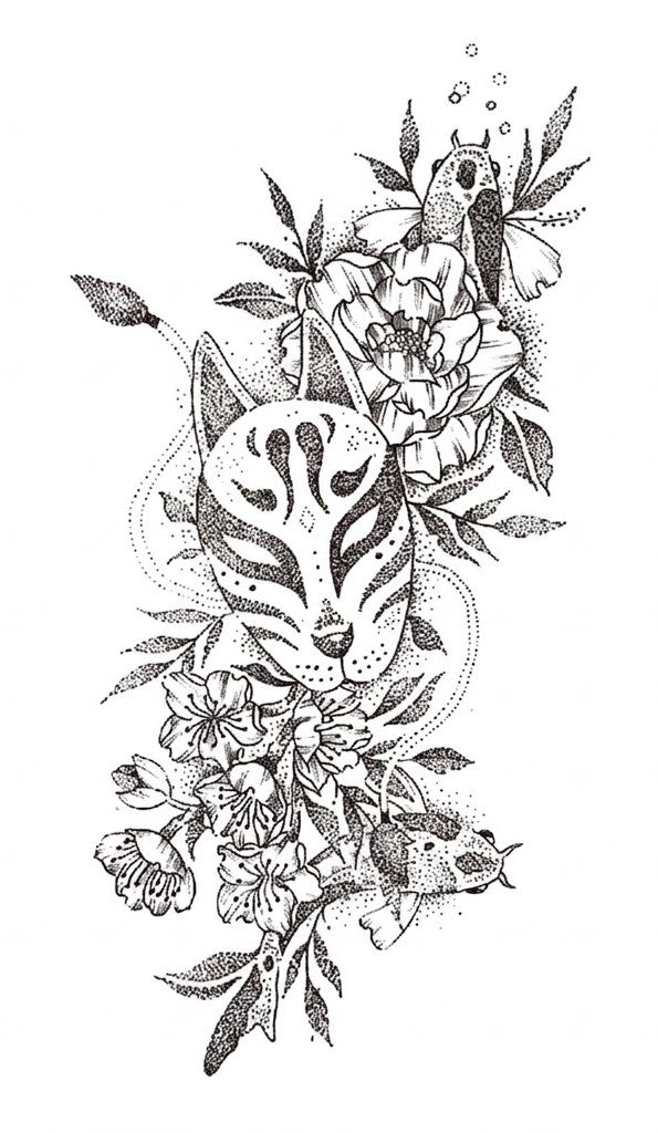 Cobalt Garden Fox & Flower & Cat