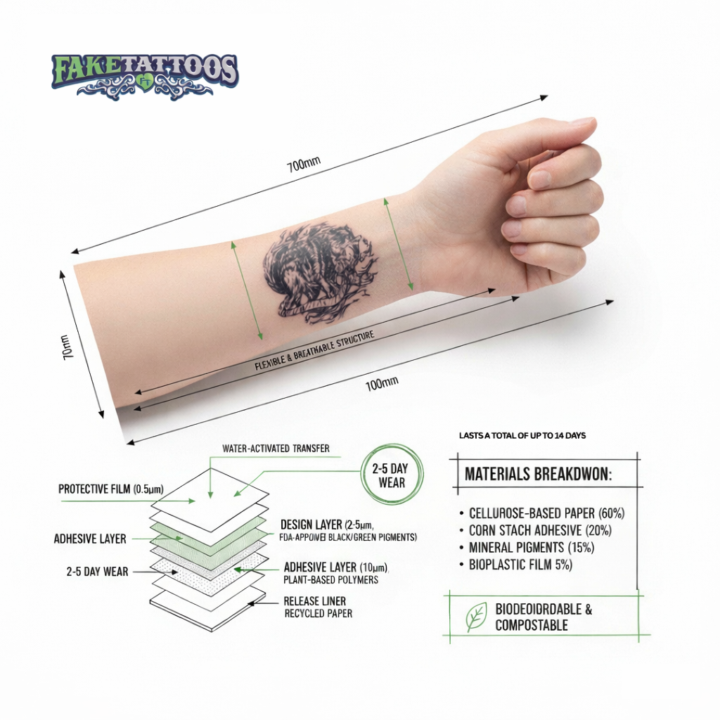 0.0 Temporary Tattoos Men Wolf FAKE TATTOOS