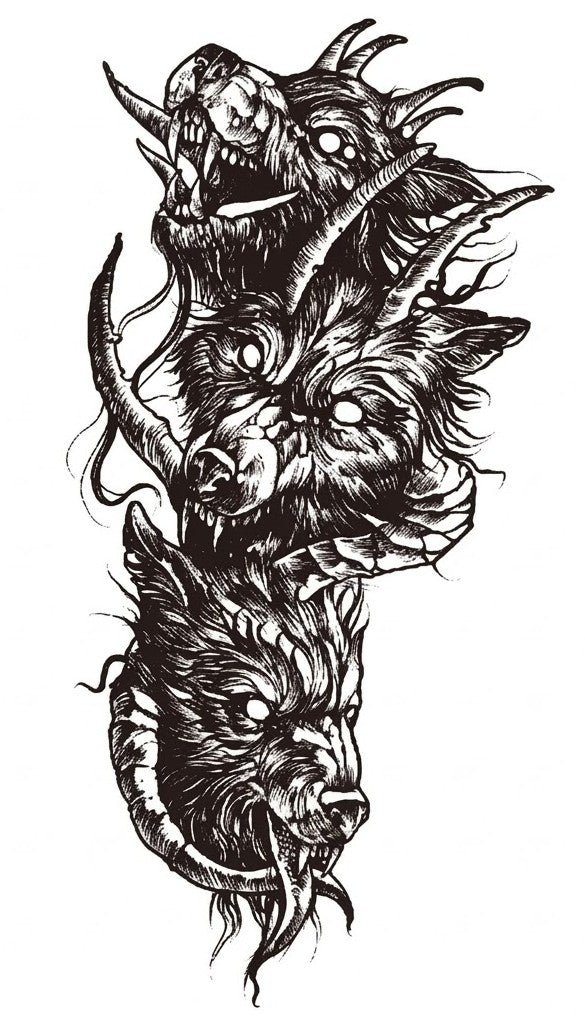 Tatuaje temporal de terror aterrador de lobo