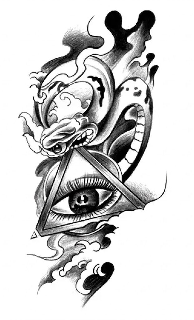 Illuminati Ojo Nubes Humo Tatuaje Temporal