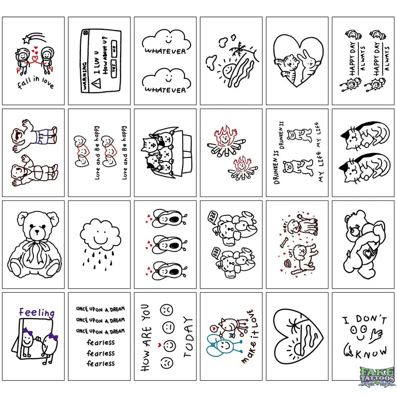 Harajuku Small Cartoon Temporary Tattoos