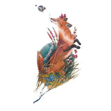 Fox and Floral Temporary Tattoo Fake Tattoos