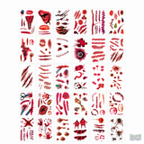 30 autocollants de tatouage imperméables araignées et chauves-souris pour fête d'Halloween, tatouages temporaires factices crâne et citrouille, décoration corporelle
