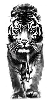 Tatuajes temporales negros realistas para mujeres, hombres, manga de medio brazo, 3D grande