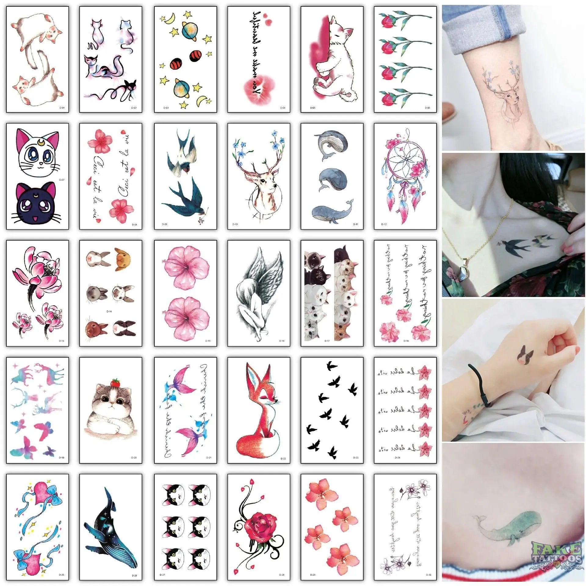 Temporary Tattoos Stickers For Women Adult Kids 12 Sheets Small Pattern  Water Transfer Stencils Waterproof Fingers Hands Sticker - Temporary Tattoos  - AliExpress