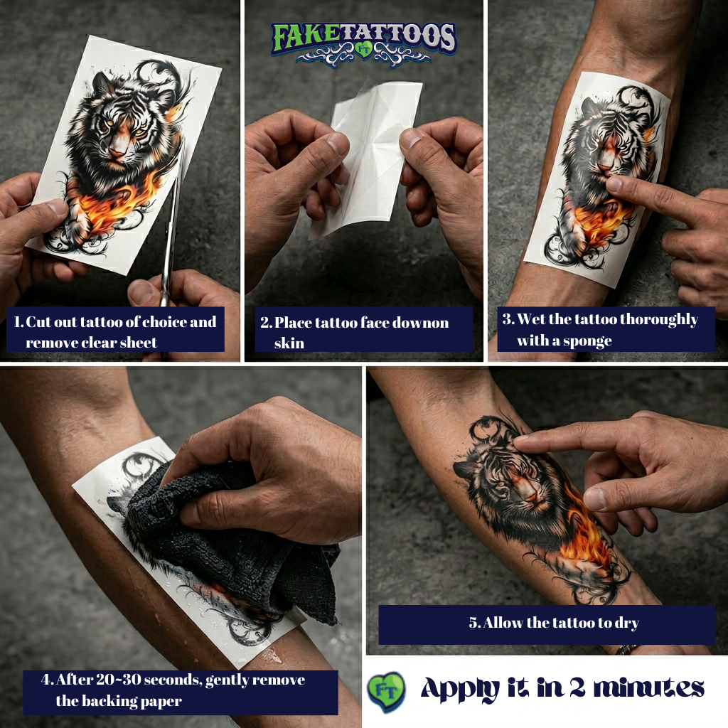 Realistic Dagger Rose Temporary Tattoo Fake Tattoos