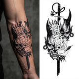 Couronne de cendres — Tatouage éphémère tête de mort et diable