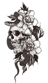 Crimson Noir Snake & Skull & Flower