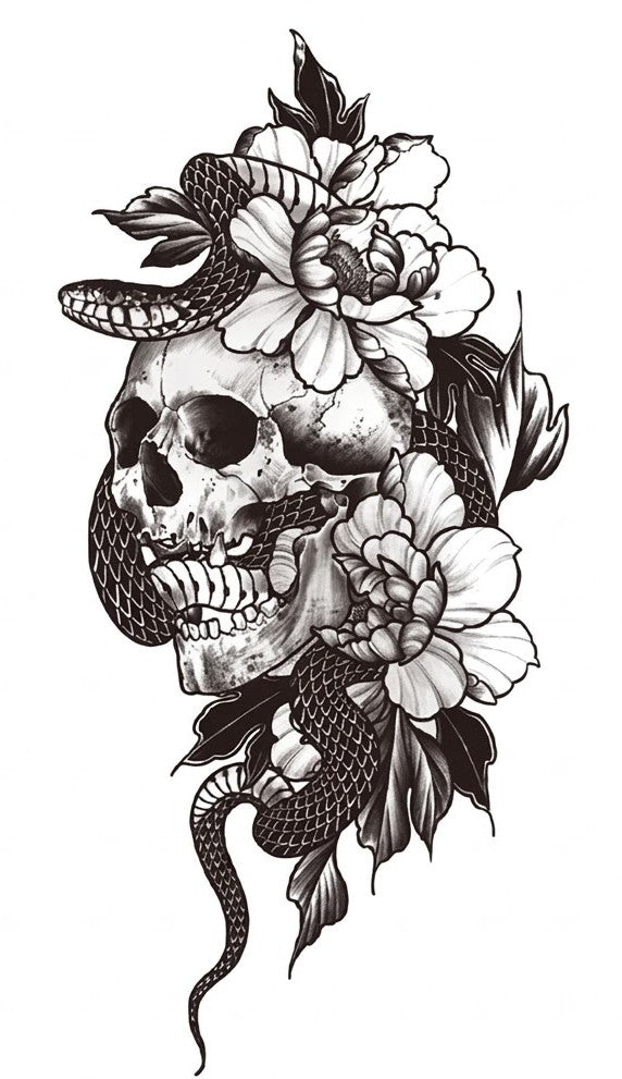 Crimson Noir Snake & Skull & Flower
