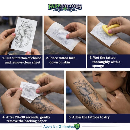 Realistic Wolf Temporary Tattoo FAKE TATTOOS