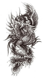 Tatuaje temporal de ojos de alas de dragón