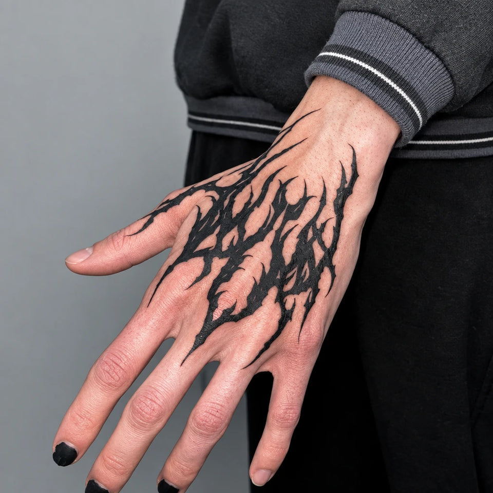 Inferno Hand Black Flame temporary tattoo