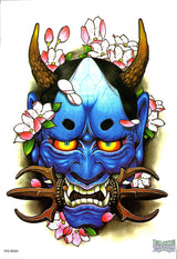 Blue Devil Skill Flowers Temporary Tattoo Fake Tattoos