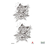 Cat Flowers Temporary Tattoo Fake Tattoos