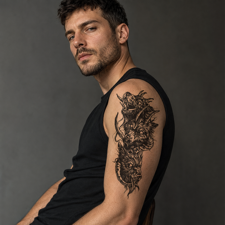Wolf Scary Horror Temporary Tattoo Fake Tattoos