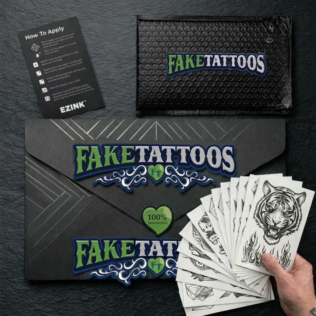 Realistic Dagger Rose Temporary Tattoo Fake Tattoos