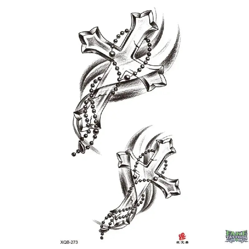 Elegant Cross Necklace Temporary Tattoo