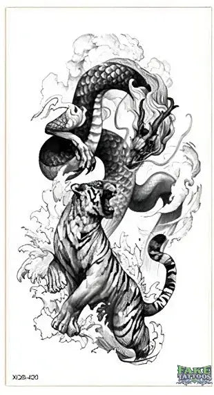 Dragon & Tiger Temporary Tattoo