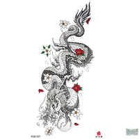 Dragon Flowers Temporary Tattoo Fake Tattoos