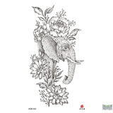 Elephant Flowers Temporary Tattoos Fake Tattoos