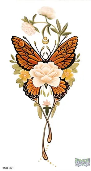 Flower Butterfly Tattoo FAKE TATTOOS