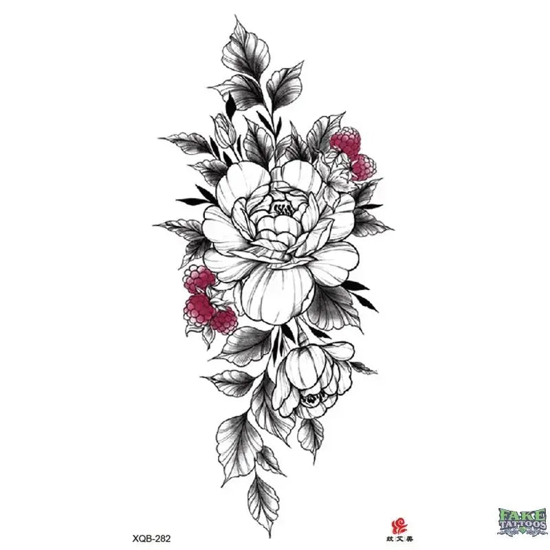 Elegant Realistic Rose Floral Temporary Tattoo
