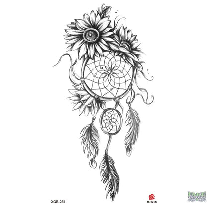 Flower Sunflower Feather Floral Temporary Tattoo Fake Tattoos