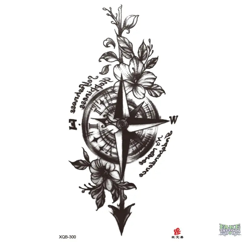 Floral Compass Temporary Tattoo