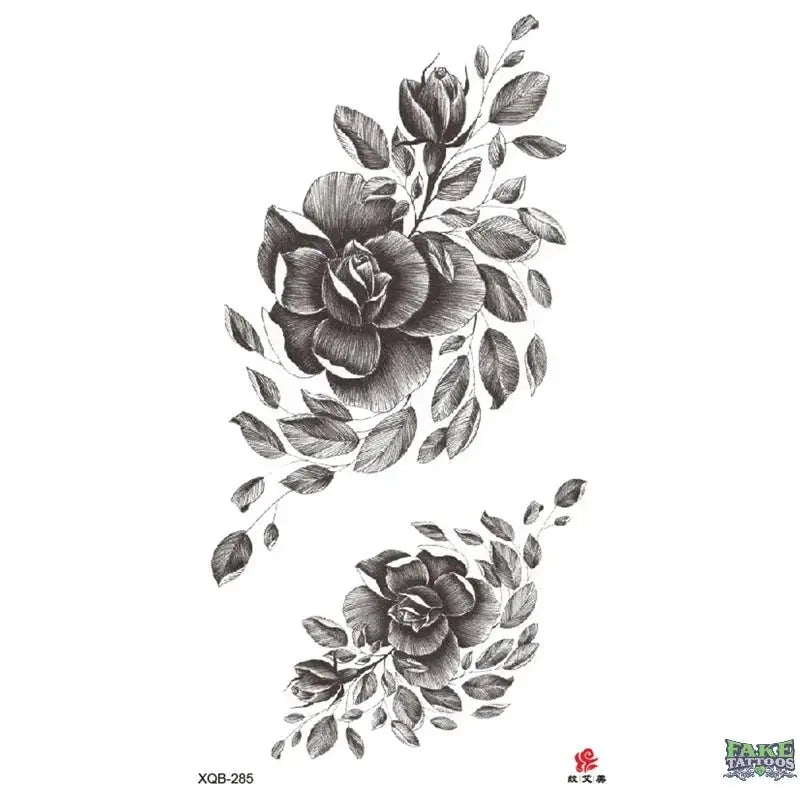 Elegant Rose Floral Temporary Tattoo