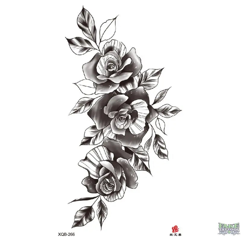 Flowers Roses Floral Temporary Tattoo Fake Tattoos