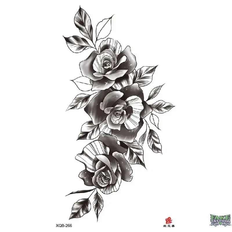 Elegant Roses Floral Temporary Tattoo