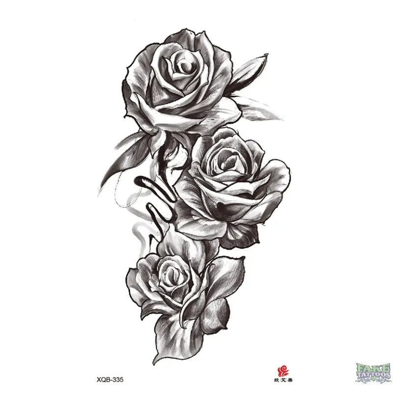 Elegant Roses Floral Temporary Tattoo