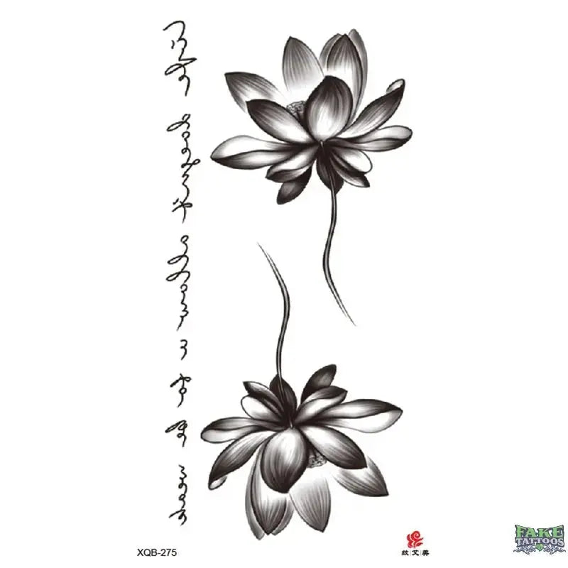 Elegant Floral Writing Temporary Tattoos