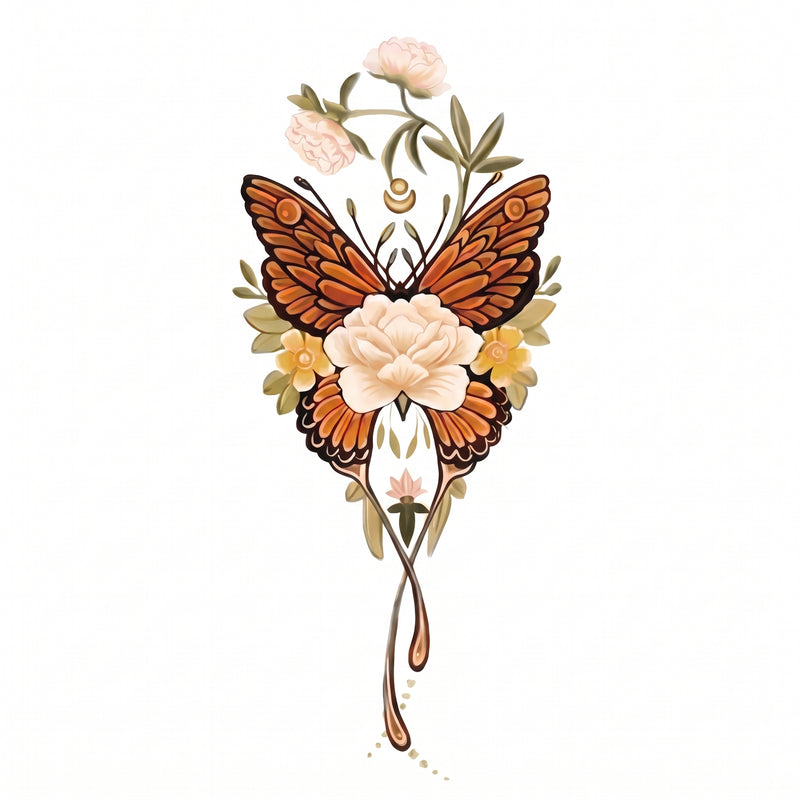 Scarlet Coil Butterfly & Flower