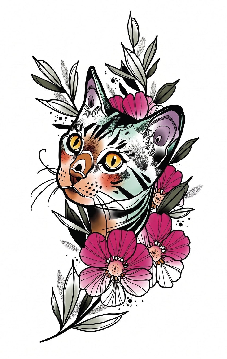 Cobalt Arc Cat & Flower