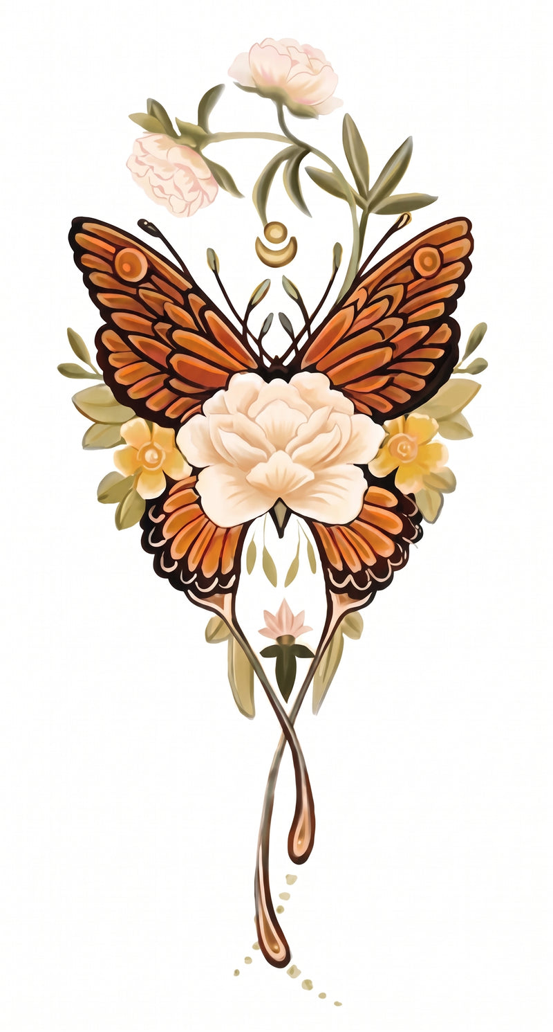 Scarlet Coil Butterfly & Flower