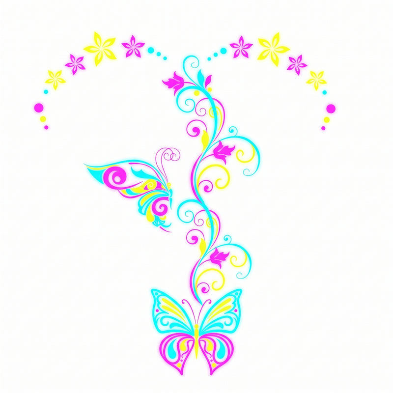 Tatuajes temporales con luz UV a prueba de agua, brillo luminoso en la oscuridad, fiesta, Bar nocturno, mariposa, plumas, estrellas, cara, belleza, tatuajes adhesivos