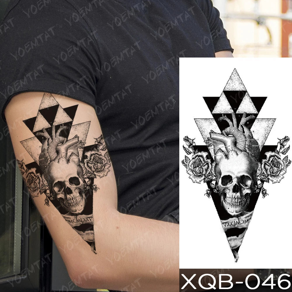 Waterproof Temporary Tattoo Sticker Dragon Knight Spitfire Flash Tattoos Tiger Owl Wolf Body Art Arm Fake Tatoo Women Men Fake Tattoos