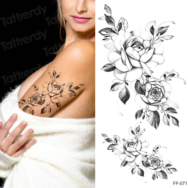 Waterproof Temporary Tattoo Sticker Leaves Violet flowers pattern leg arm tattoo Water Transfer body art fake tattoo women girls FAKE TATTOOS