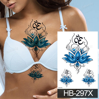 waterproof temporary tattoos butterfly flowers skull rose 3d tattoo stickers body art shoulder breast arm sleeve tattoo fake FAKE TATTOOS