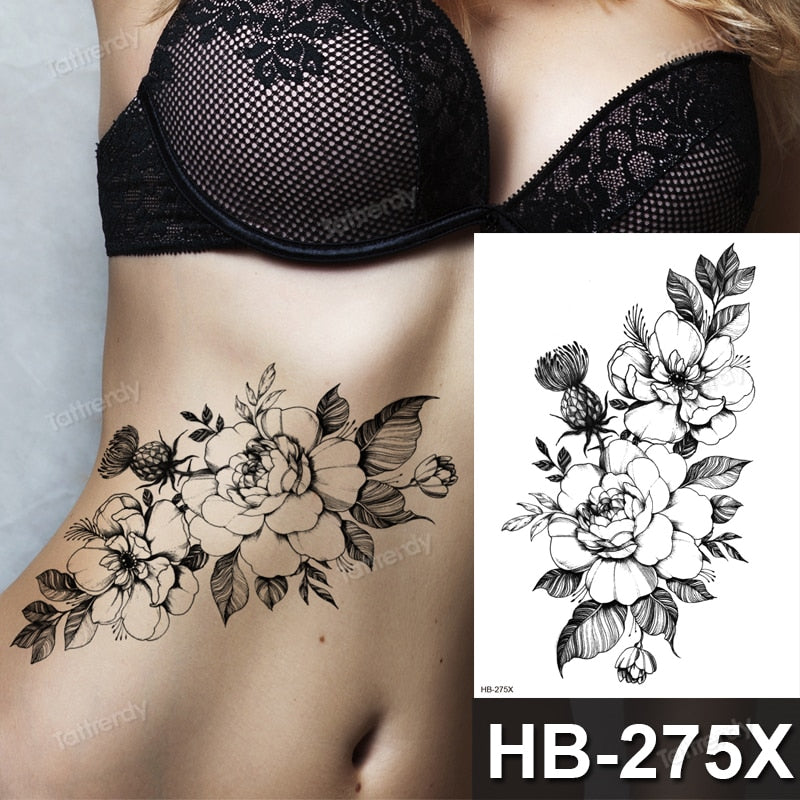 Tattoo Sticker Flower Big Body Art Waterproof Temporary – Fake Tattoos