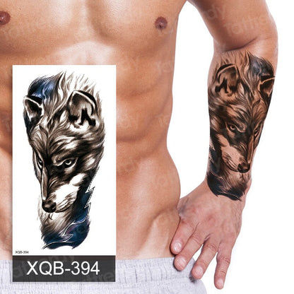Waterproof Temporary Tattoo Sticker Lion King Crown Cross Tiger Pattern Fake Tatto Flash Tatoo Black Body Art for Kids Women Men FAKE TATTOOS
