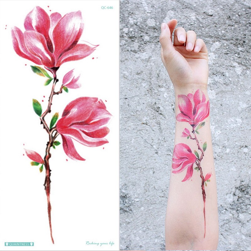 Waterproof Temporary Tattoo Sticker Flower Rose Flash Tattoos Leg Sleeve Tattoos Snake Lion Body Art Arm Fake Sleeve Tatoo Women FAKE TATTOOS