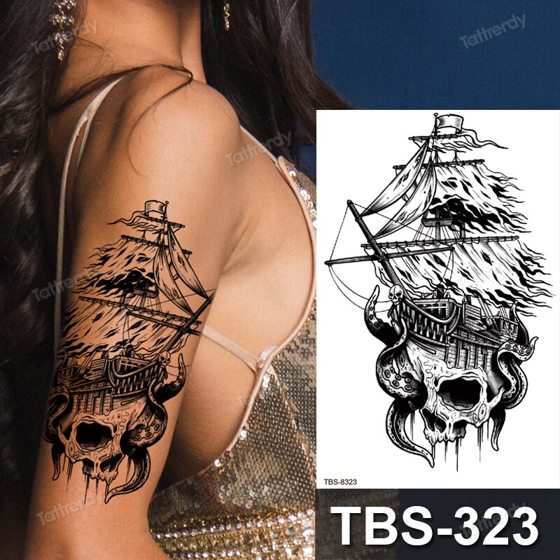 sketch flowers tattoo designs black line anime temporary tattoos lion tiger fox whale water transfer tattoo fake sexy body art FAKE TATTOOS