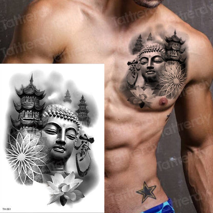 waterproof temporary tattoos men tattoo forest wolf tattoo black large tatoo for boys men arm tattoo chest body art 2019 new big FAKE TATTOOS