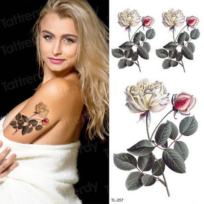 Watercolor Temporary Tattoo Stickers Women Body Art Arm Reed Branch Fake Tatoo Geometry Flower Lavender Sexy Tattoo Girl Sticker FAKE TATTOOS